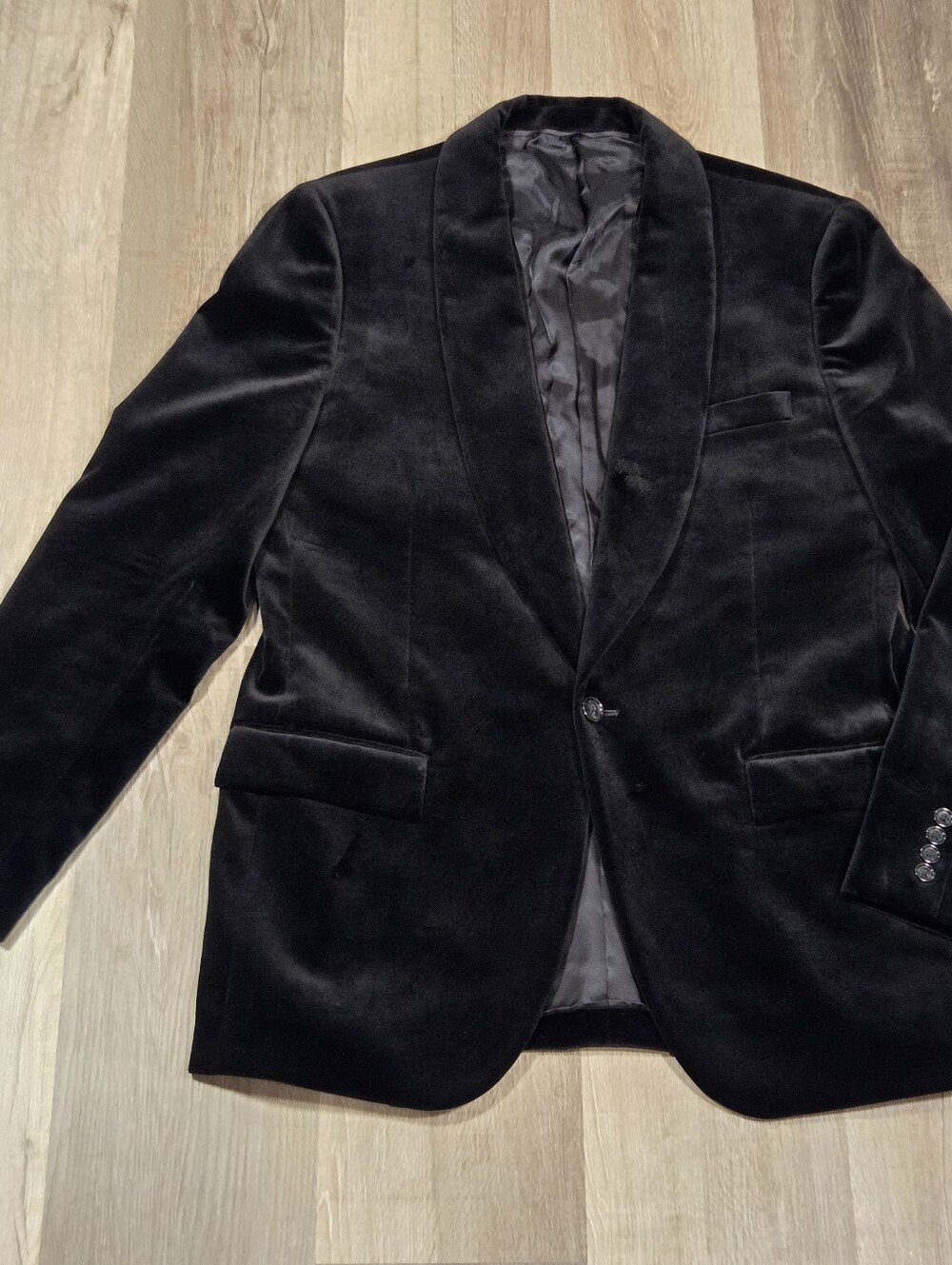 J Crew Tuxedo Jacket Mens 42L Black Velvet Shawl Lapel Formal